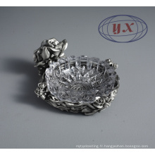 Cendrier d&#39;étain en laiton chromé en métal en verre cristal décoratif personnalisé